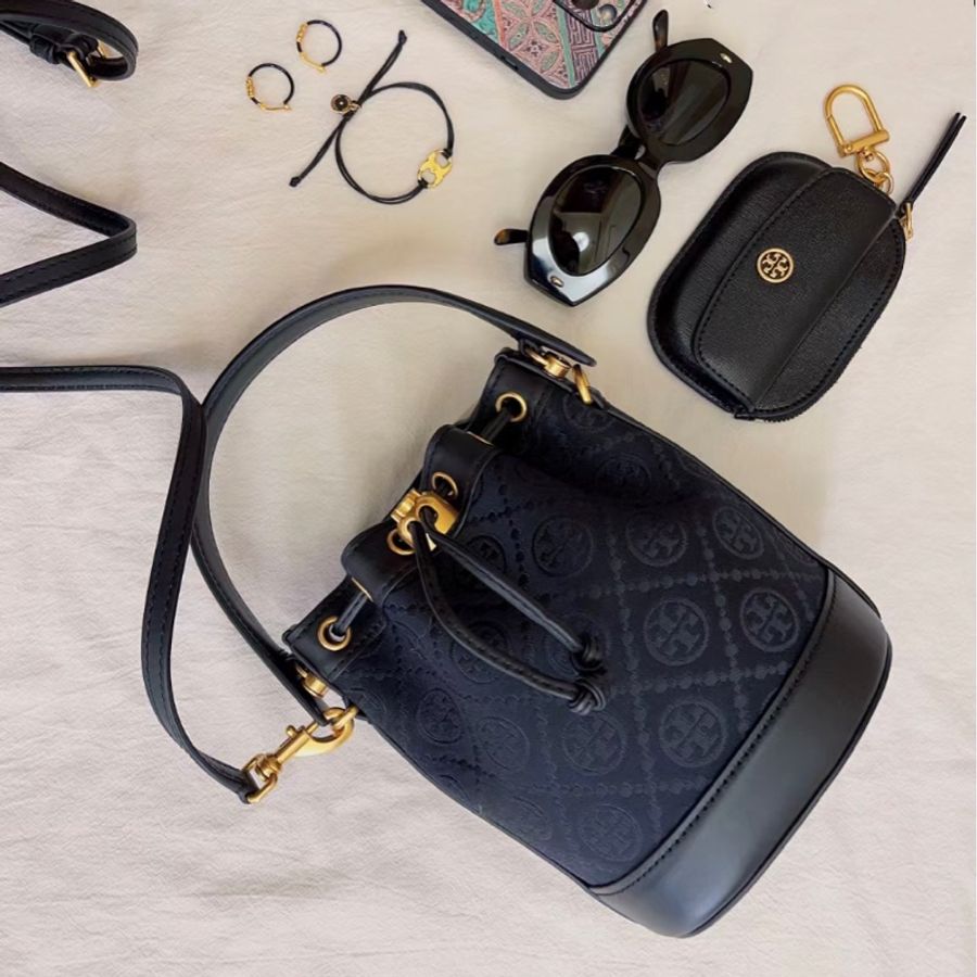 Tory Burch 全新迷你緹花2023新色黑色水桶包-2