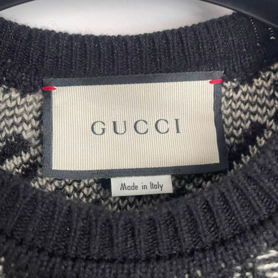 Gucci 千鳥格 羊絨針織短袖 全新僅試穿, S號,胸圍92,衣長59,原價四萬五-1