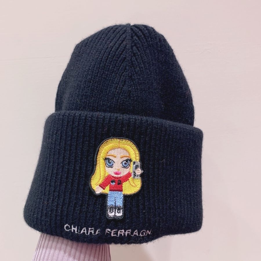 全新5折便宜販售Chiara ferragni eye眨眼刺繡羊毛毛帽-歐美電商代購-1