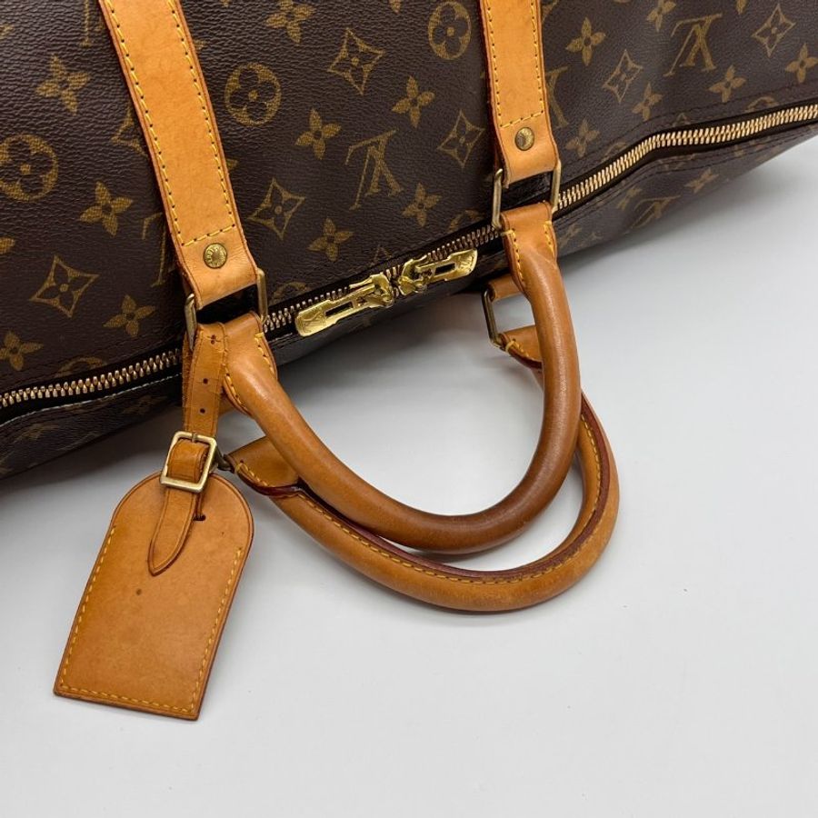 Louis Vuitton LV 老花字紋 55公分keepall 旅行袋/行李包/斜背包/手提包-9