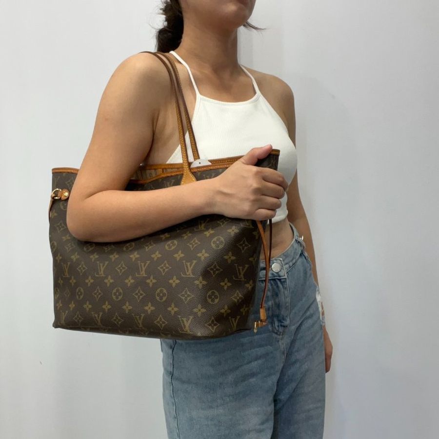 Louis Vuitton LV 字紋 NEVER FULL 中號肩背包/托特包/購物包-10