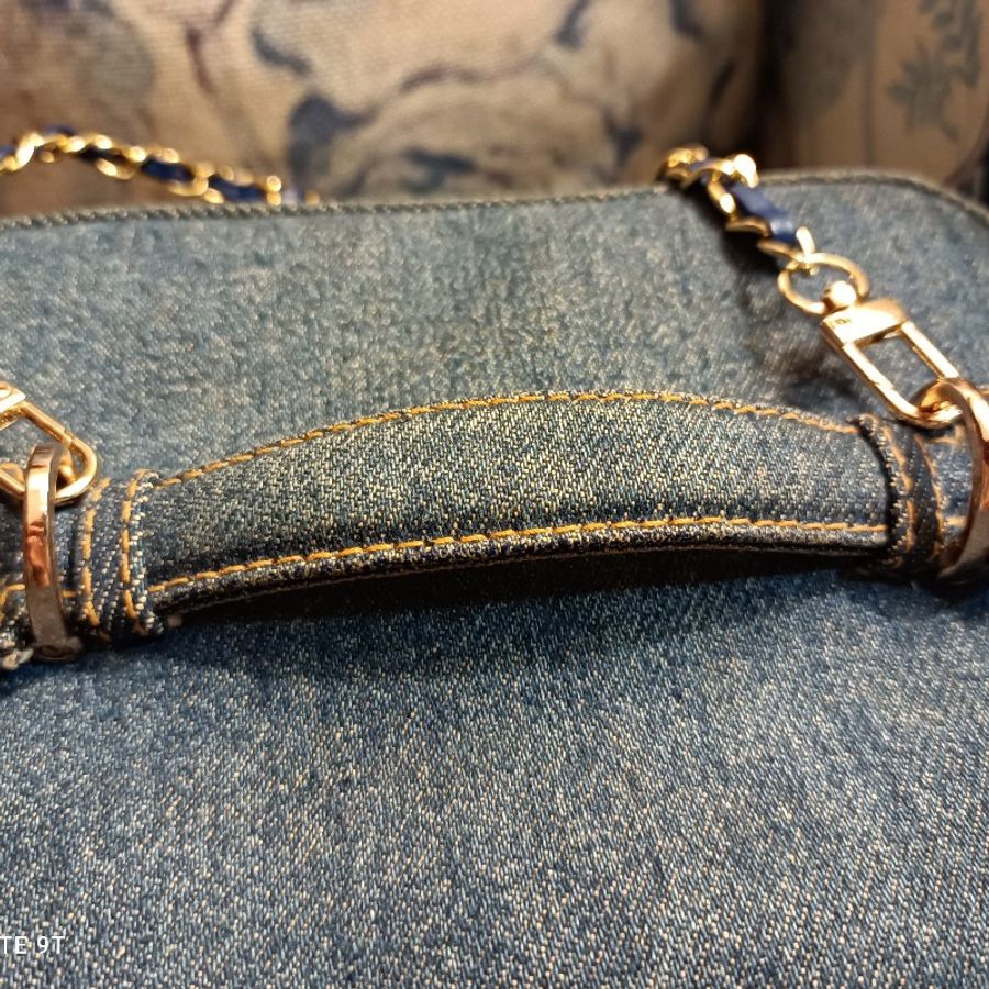 Chanel vintage 丹寧牛仔化粧包-5