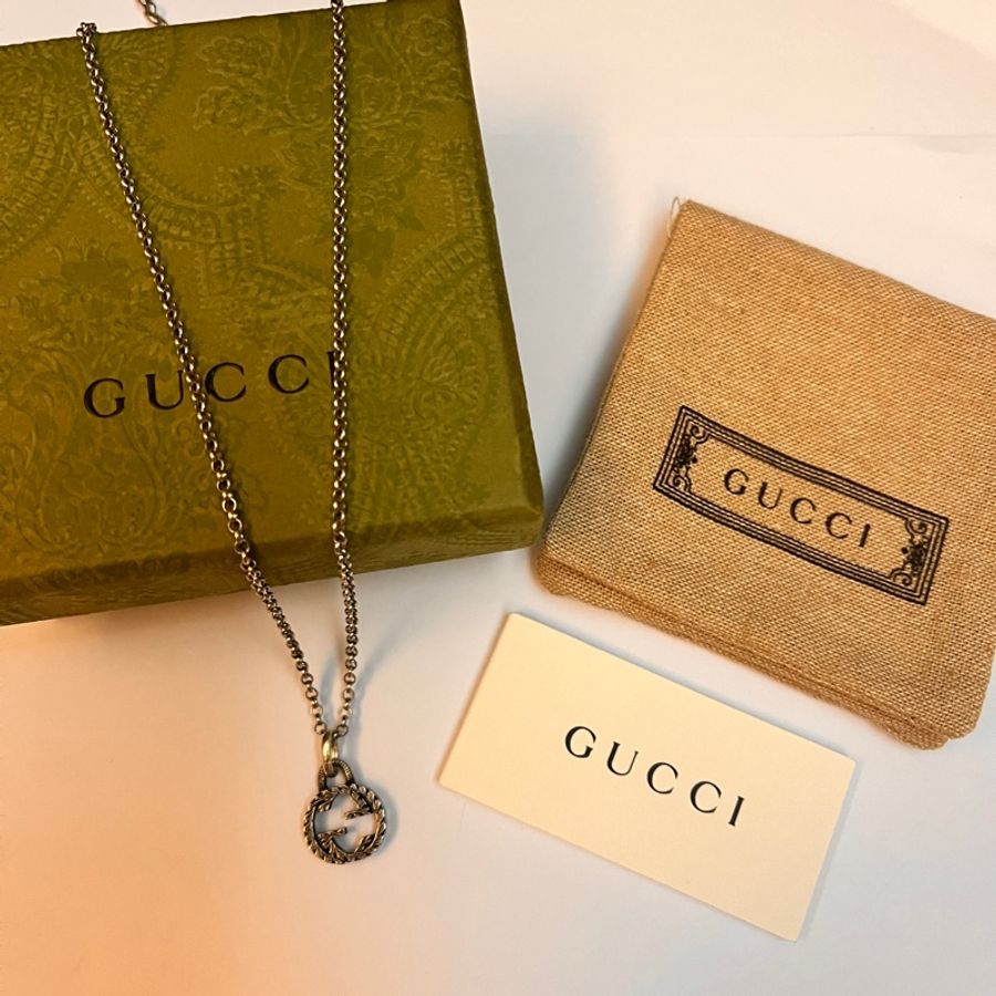 Gucci 經典雙G雕花仿舊項鍊-3