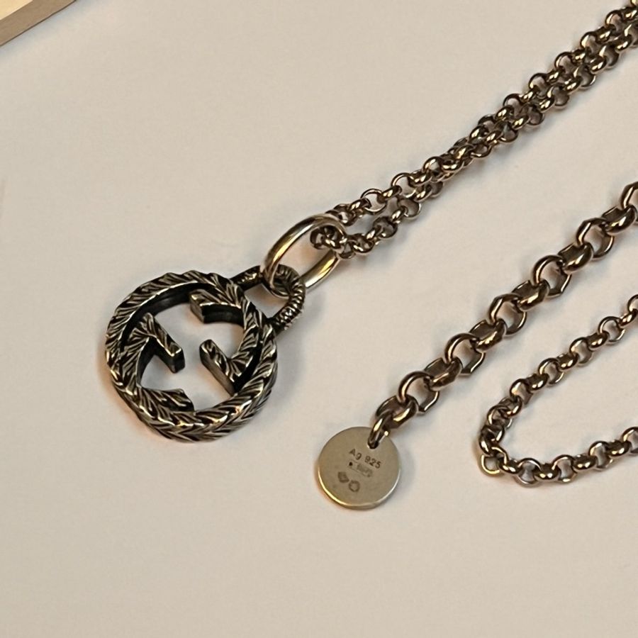 Gucci 經典雙G雕花仿舊項鍊-10