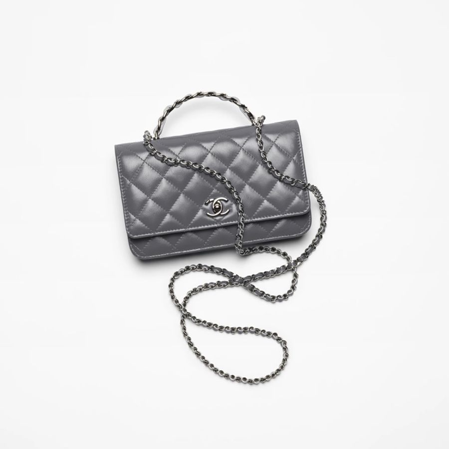 ❌已售❌ Chanel 23k 水鑽手柄 WOC 深灰 秋冬top handle-1