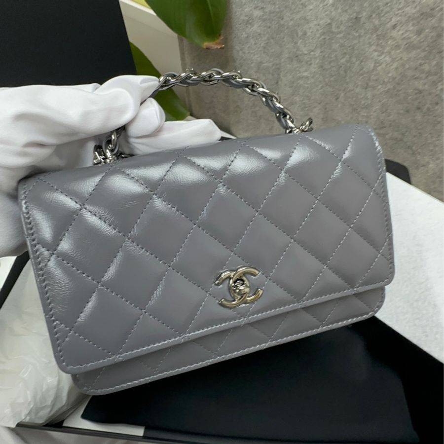 ❌已售❌ Chanel 23k 水鑽手柄 WOC 深灰 秋冬top handle-2