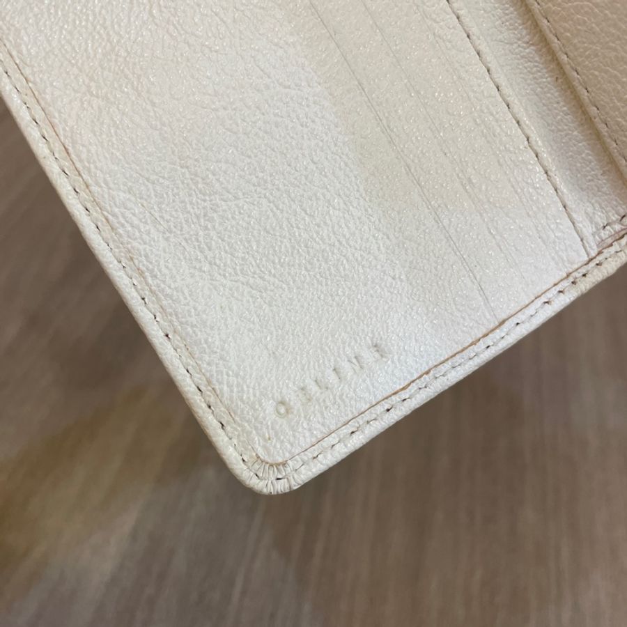Celine粉提花布拼白牛皮凱旋門短夾-41