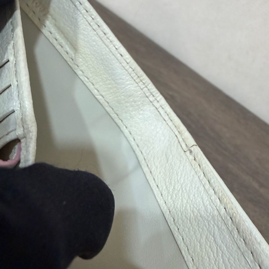 Celine粉提花布拼白牛皮凱旋門短夾-22