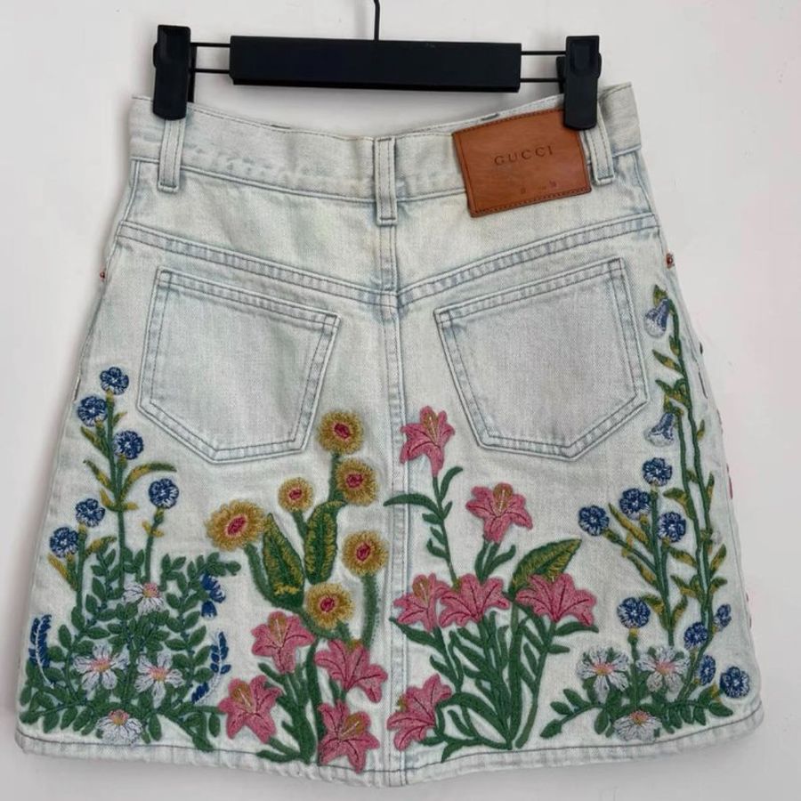 Gucci 花卉牛仔短裙 38號 九成新-5