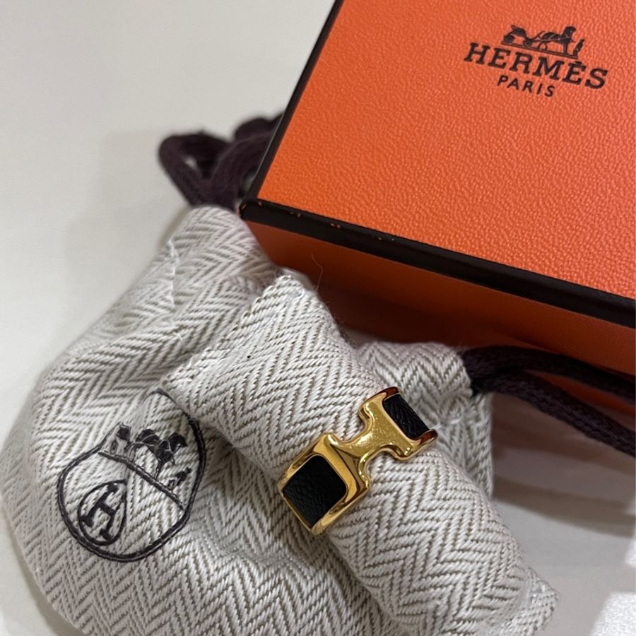 Hermès Olympe戒指 窄版XS 黑金-0