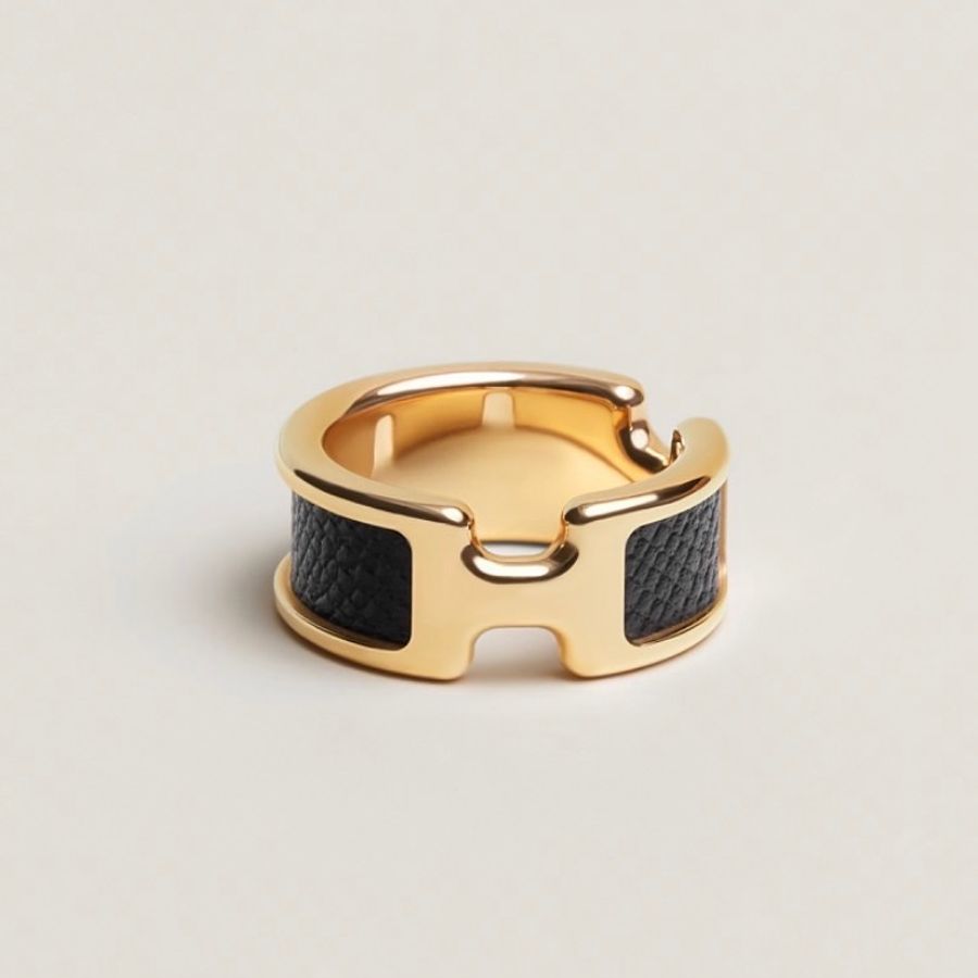 Hermès Olympe戒指 窄版XS 黑金-2