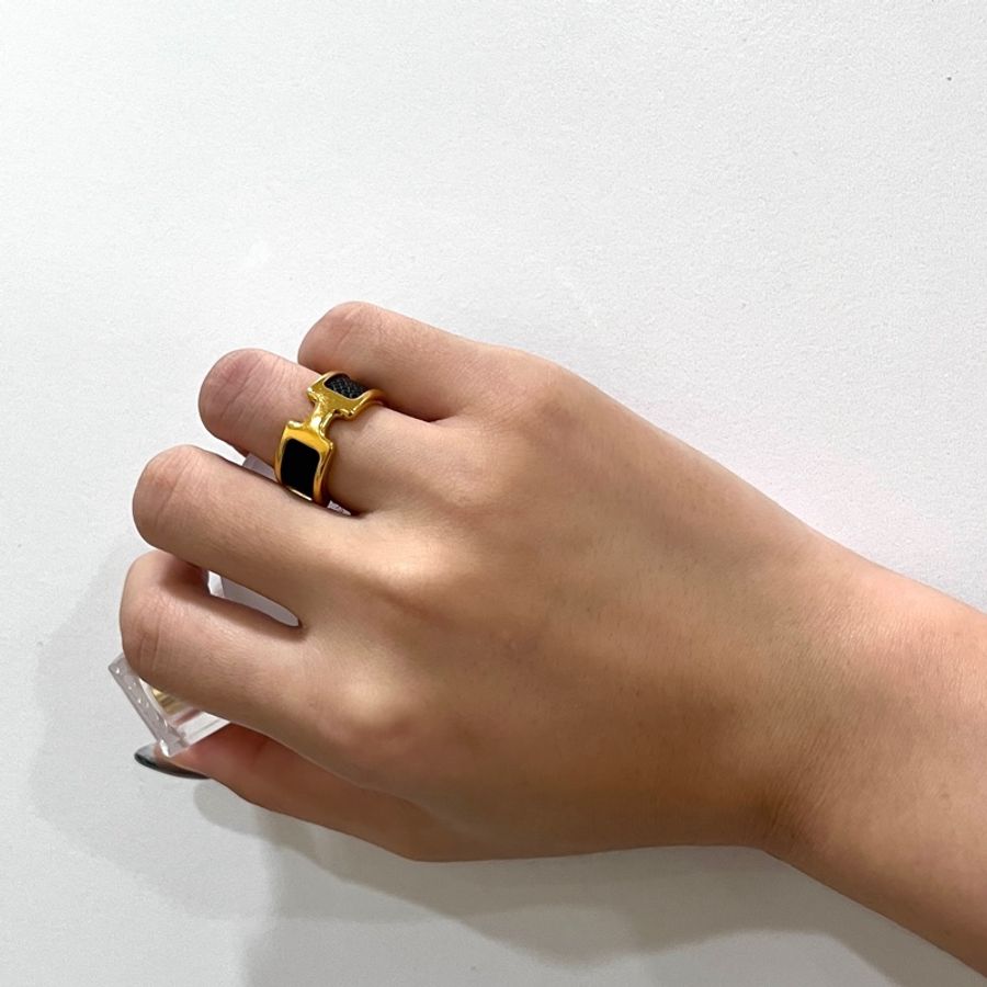 Hermès Olympe戒指 窄版XS 黑金-4