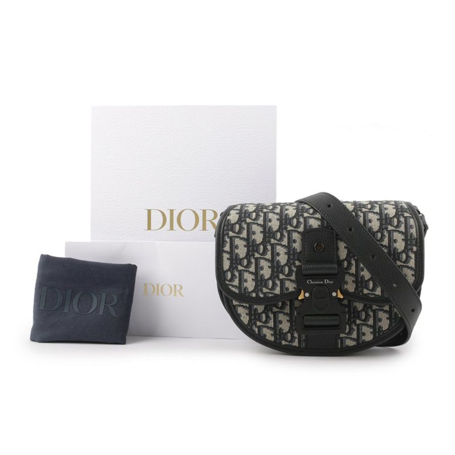 DIOR GALLOP OBLIQUE 緹花布迷你郵差包(米色/黑色)-6