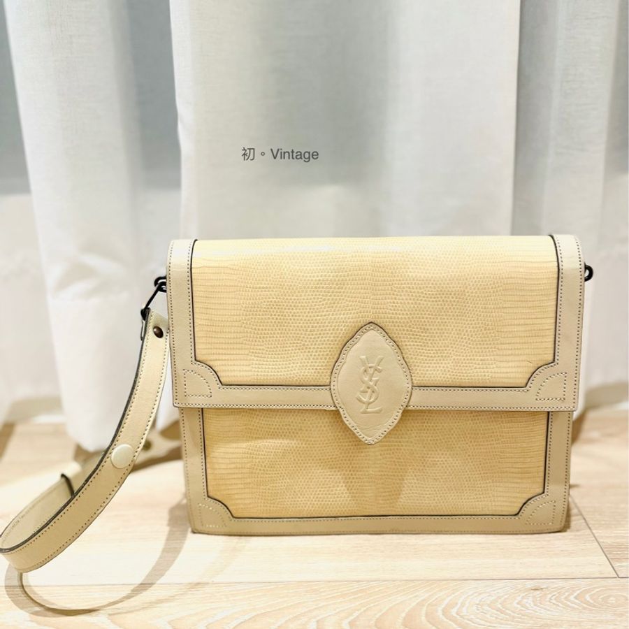 YSL vintage 蜥蜴皮肩背包-1