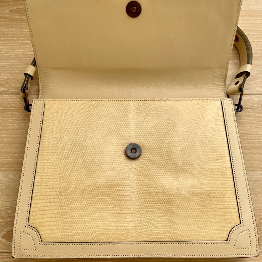 YSL vintage 蜥蜴皮肩背包-11