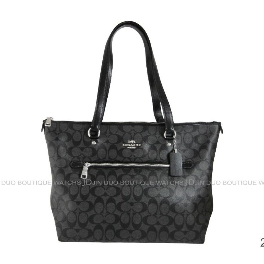 金鐸精品~2300 COACH 79609 C-LOGO黑灰PVC肩背托特包 全新品-0