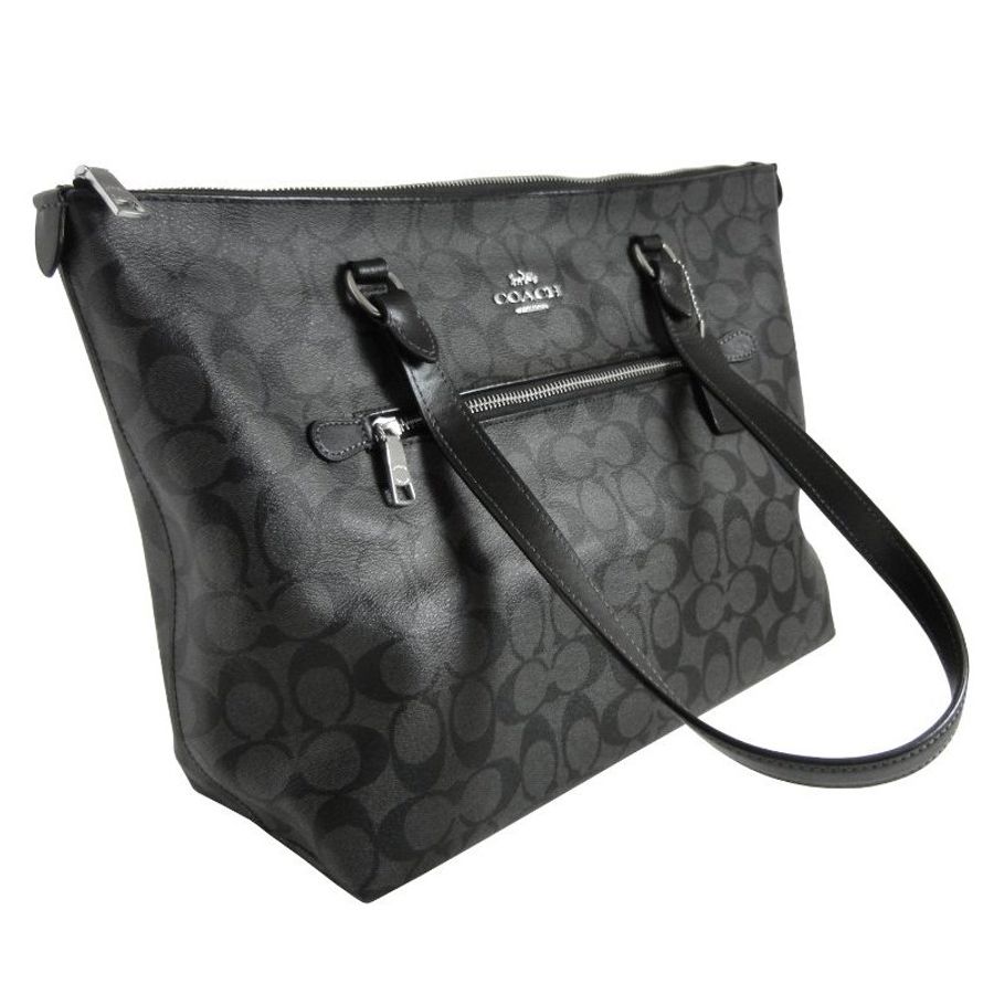 金鐸精品~2300 COACH 79609 C-LOGO黑灰PVC肩背托特包 全新品-3