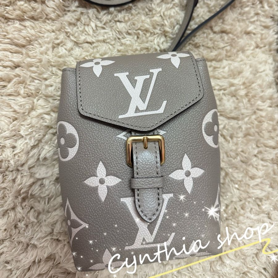 Lv Tiny 雙色斑鳩灰色Monogram Empreinte 皮革後背包M80738 backpack-0