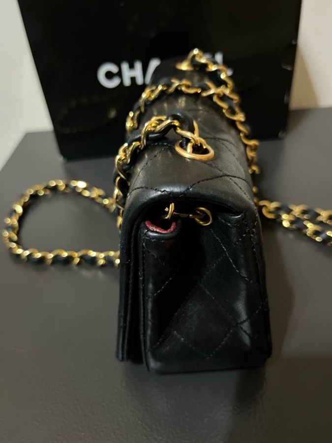 CHANEL vintage mini coco 翻蓋金鍊19cm 古董包-2