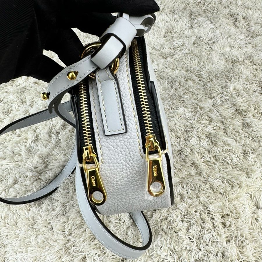 CHLOE MINI DARIA系列燙印LOGO迷你雙層圓餅包(寶寶藍) ⭕️全新閒置品⭕️-16