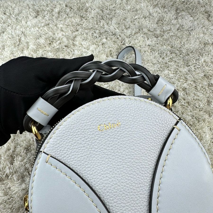CHLOE MINI DARIA系列燙印LOGO迷你雙層圓餅包(寶寶藍) ⭕️全新閒置品⭕️-17