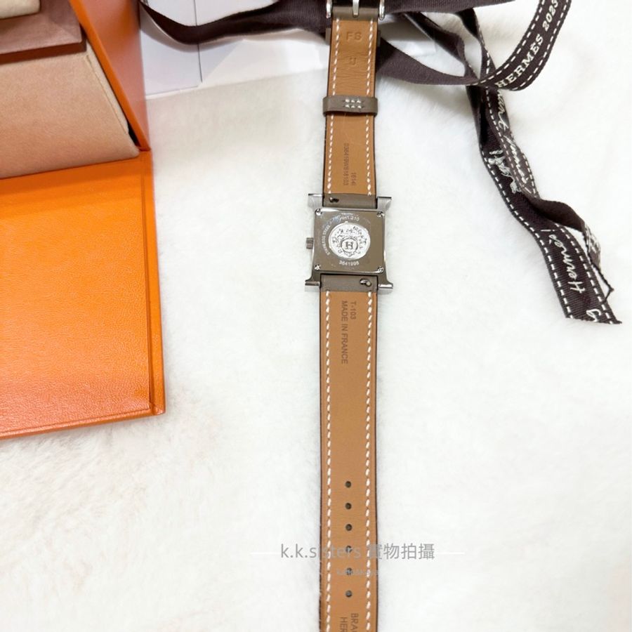 愛馬仕 Hermes Hour H手錶 大象灰銀 全新-4