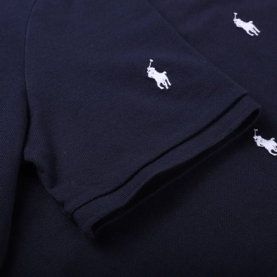 全新正品Polo by Ralph Lauren 深藍色小馬滿版刺繡網眼短袖polo衫-2