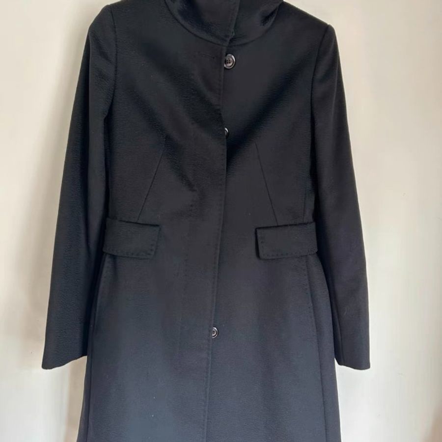 maxmara 黑色羊毛大衣外套 全新有吊牌34號胸圍94衣長86-0