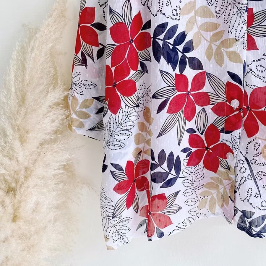 alfred dunner 雪白花紋圖騰 古著紡紗襯衫上衣 vintage Shirt-2