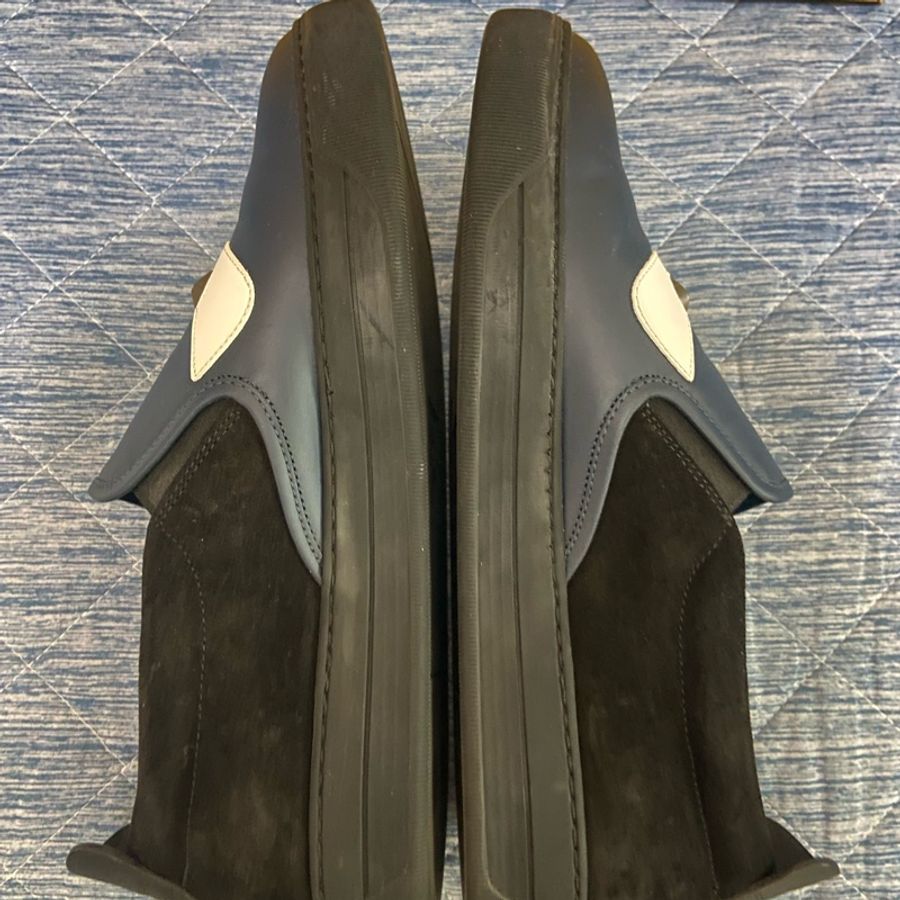 FENDI 怪獸 藍黑色拼麂皮休閒鞋 懶人鞋 皮鞋 真皮 平底鞋-5