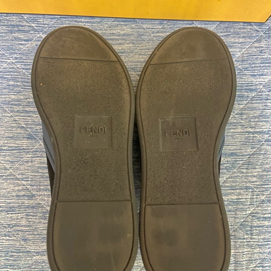 FENDI 怪獸 藍黑色拼麂皮休閒鞋 懶人鞋 皮鞋 真皮 平底鞋-6