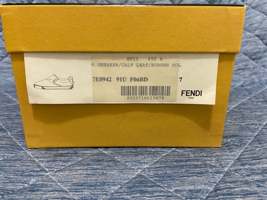 FENDI 怪獸 藍黑色拼麂皮休閒鞋 懶人鞋 皮鞋 真皮 平底鞋-7