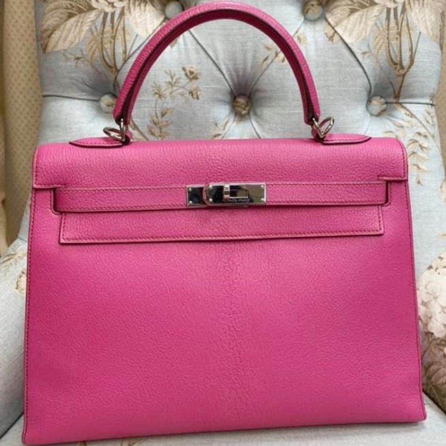 Hermes 32cm 5J Fuchsia 絕版山羊皮外縫 Kelly-0
