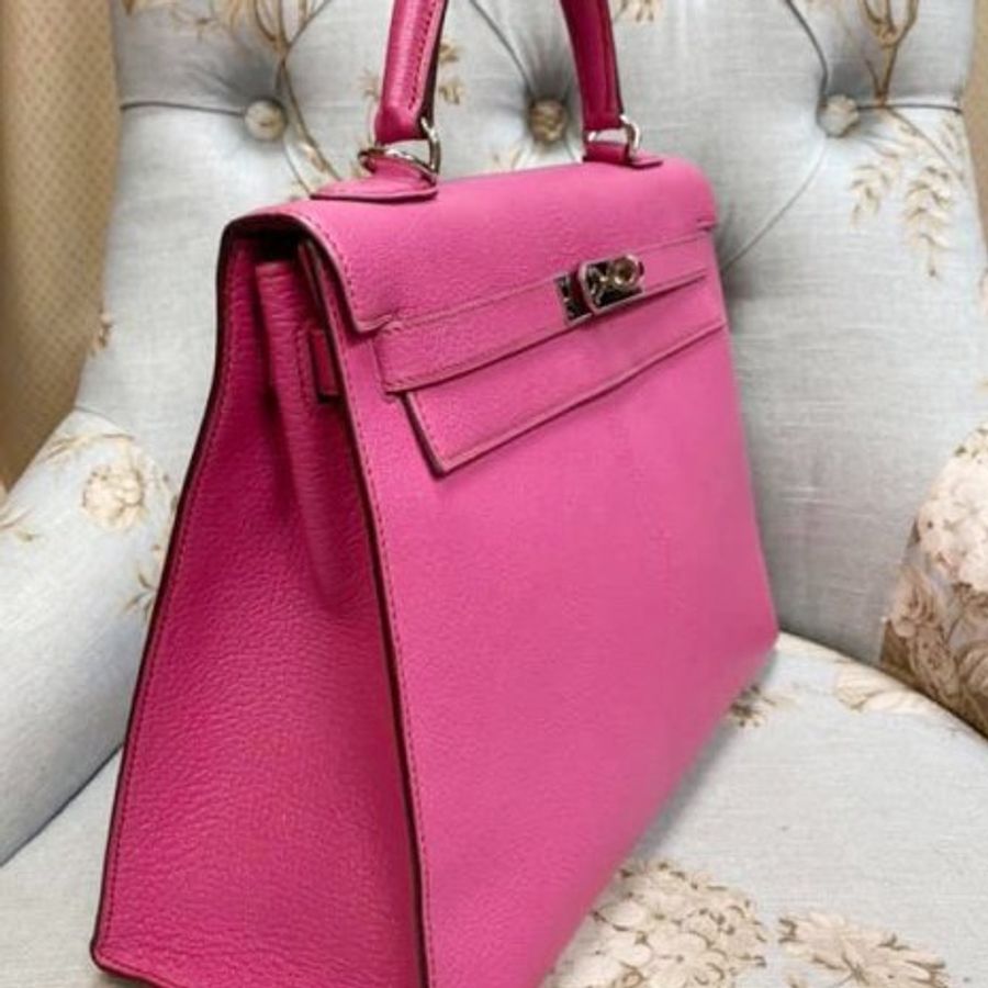 Hermes 32cm 5J Fuchsia 絕版山羊皮外縫 Kelly-1