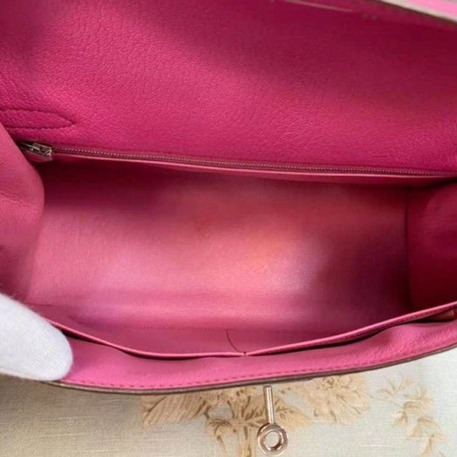 Hermes 32cm 5J Fuchsia 絕版山羊皮外縫 Kelly-5