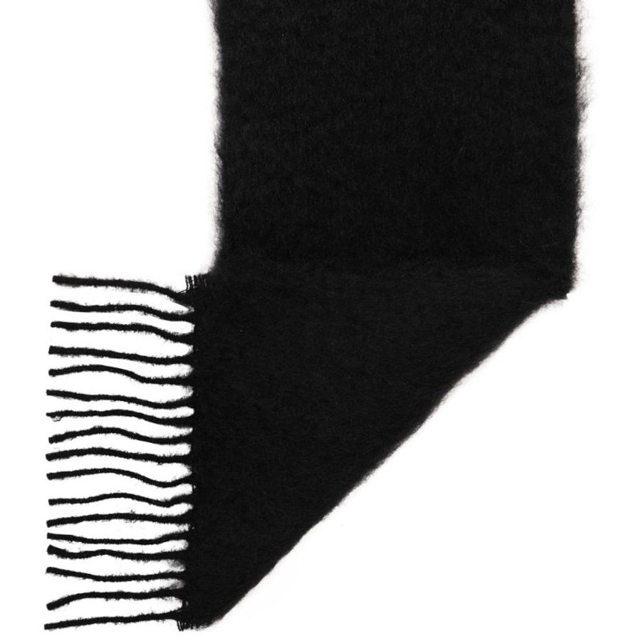 【LOEWE 羅威】Wool Mohair 羊毛與馬海毛混紡 圍巾 黑色-1