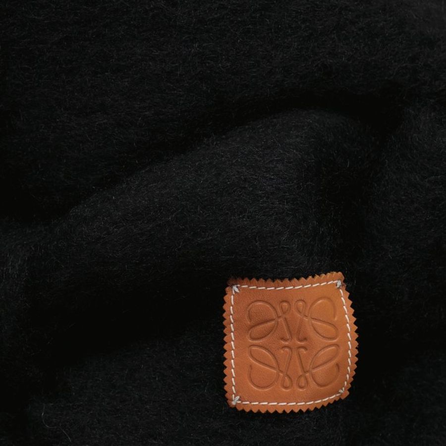 【LOEWE 羅威】Wool Mohair 羊毛與馬海毛混紡 圍巾 黑色-2