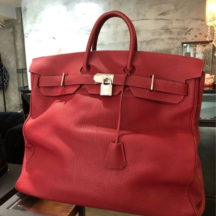 Hermes HAC Birkin 50 紅色銀扣 GD 權志龍 NIGO 同款-0