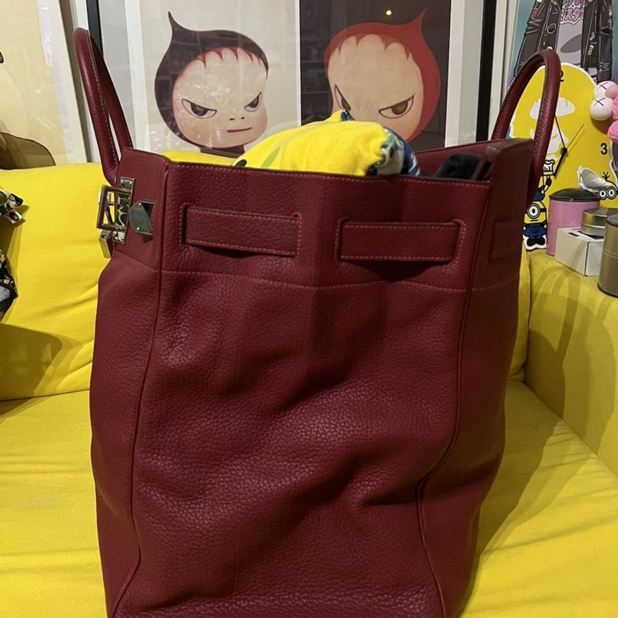 Hermes HAC Birkin 50 紅色銀扣 GD 權志龍 NIGO 同款-11