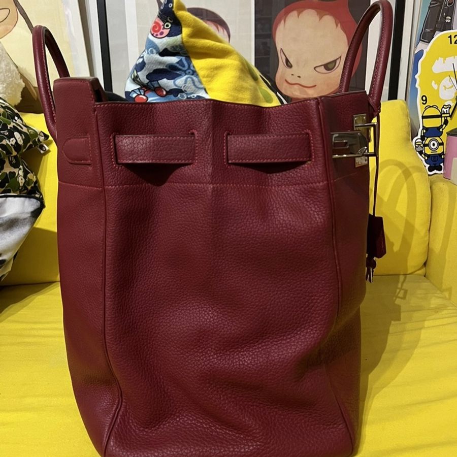 Hermes HAC Birkin 50 紅色銀扣 GD 權志龍 NIGO 同款-12