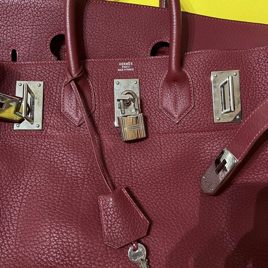 Hermes HAC Birkin 50 紅色銀扣 GD 權志龍 NIGO 同款-13