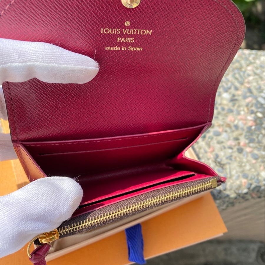 「已售出」全新LV LOUIS VUITTON Rosalie M41939 原花紫紅內裏開釦零錢包 卡包 錢包-5