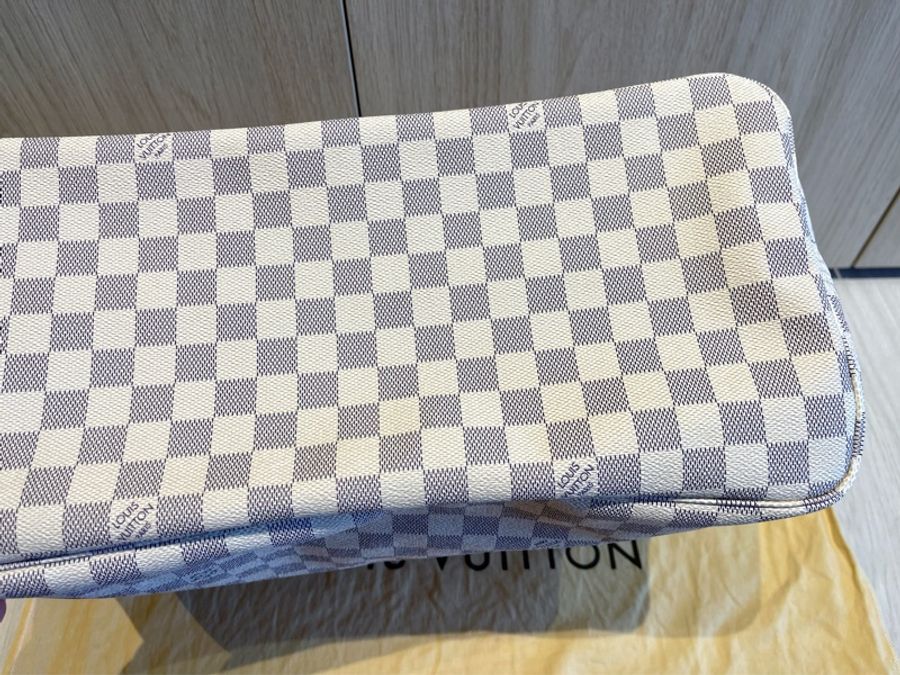 (客訂,請勿下單)LV Neverfull GM 白棋盤格 Damien Azur大托特包肩背包 (未使用過)-10