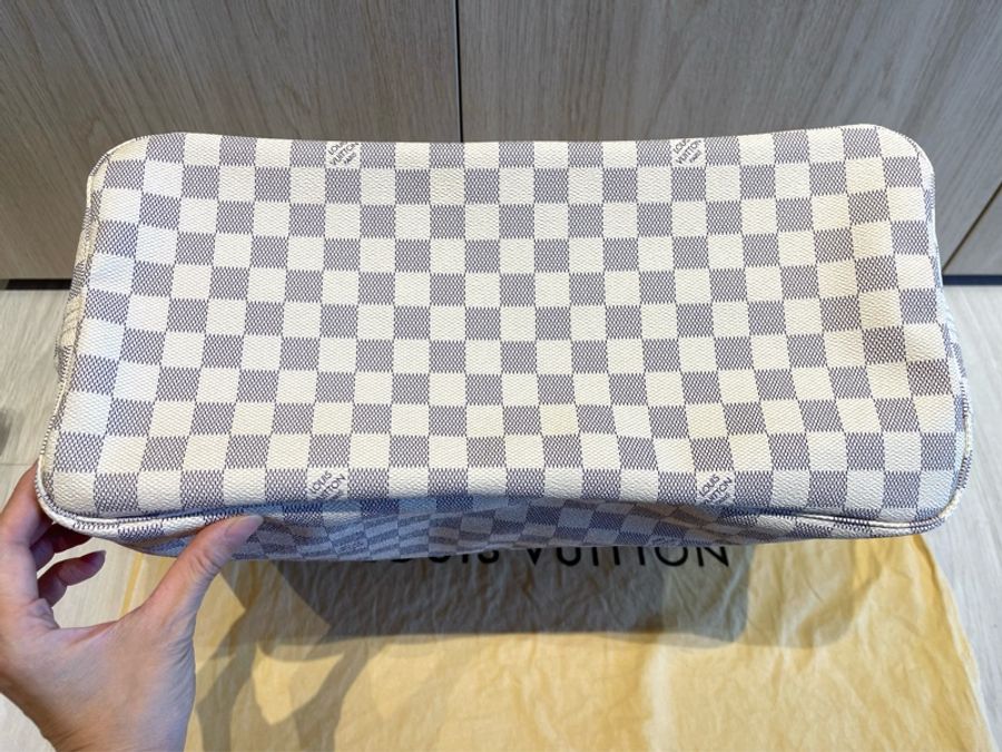 (客訂,請勿下單)LV Neverfull GM 白棋盤格 Damien Azur大托特包肩背包 (未使用過)-11