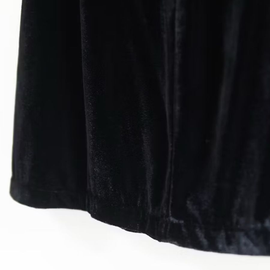 經典純黑素面絲絨青春物語 古董古著金絲絨 A## skirt vintage-2