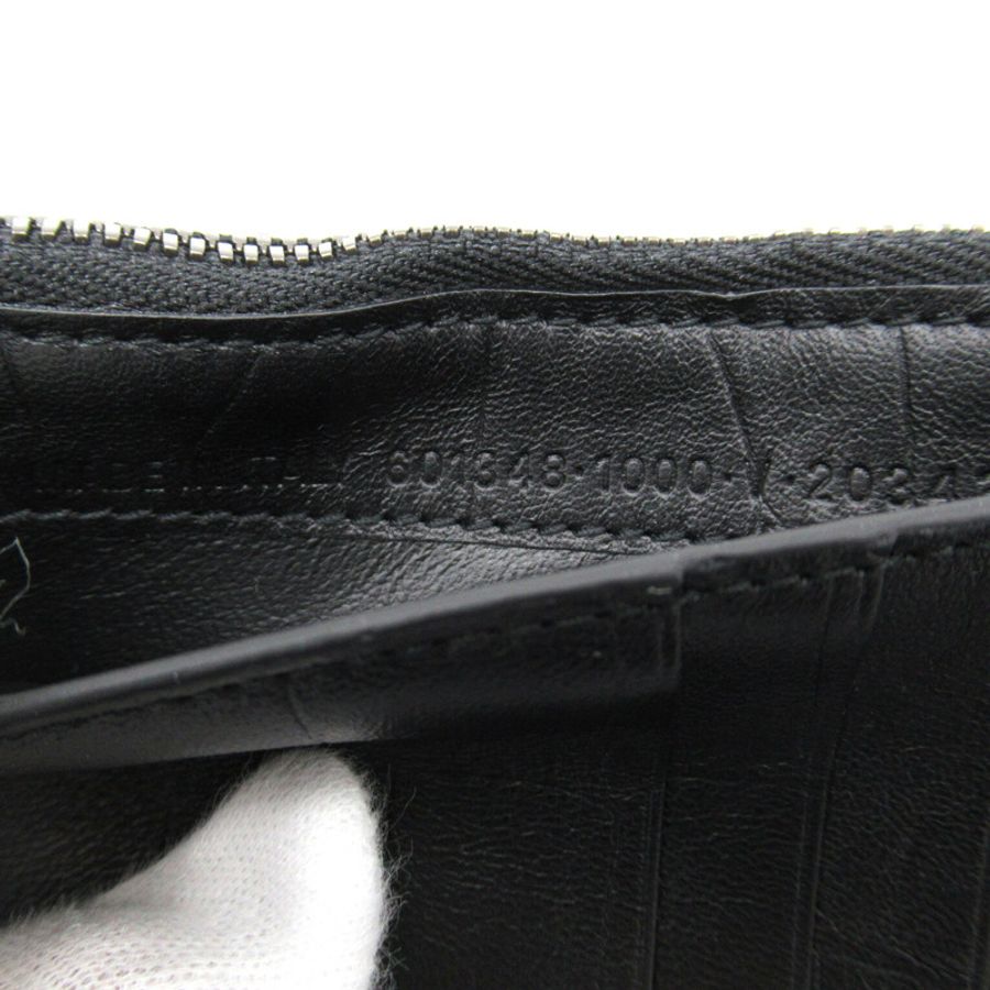【日本直送】BALENCIAGA B 標誌零錢包 601348 壓花皮革 黑色 二手 男女通用-5