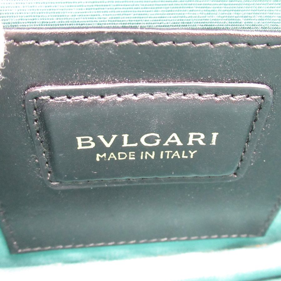 【日本直送】BVLGARI Serpenti 迷你斜背包鏈單肩包小牛皮黑色二手女式-5