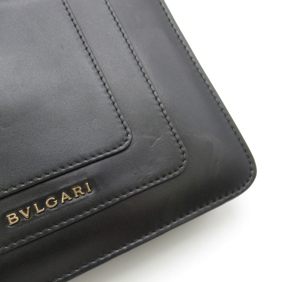 【日本直送】BVLGARI Serpenti 迷你斜背包鏈單肩包小牛皮黑色二手女式-9