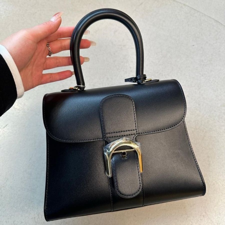 "限時降價 夏季折扣"-Delvaux Box 小牛皮 Brillant PM 包 黑色《2024季度★全新商品 》-9