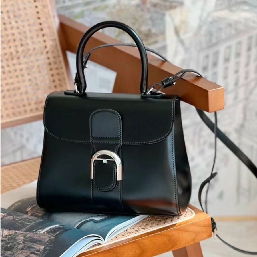 "限時降價 夏季折扣"-Delvaux Box 小牛皮 Brillant PM 包 黑色《2024季度★全新商品 》-2